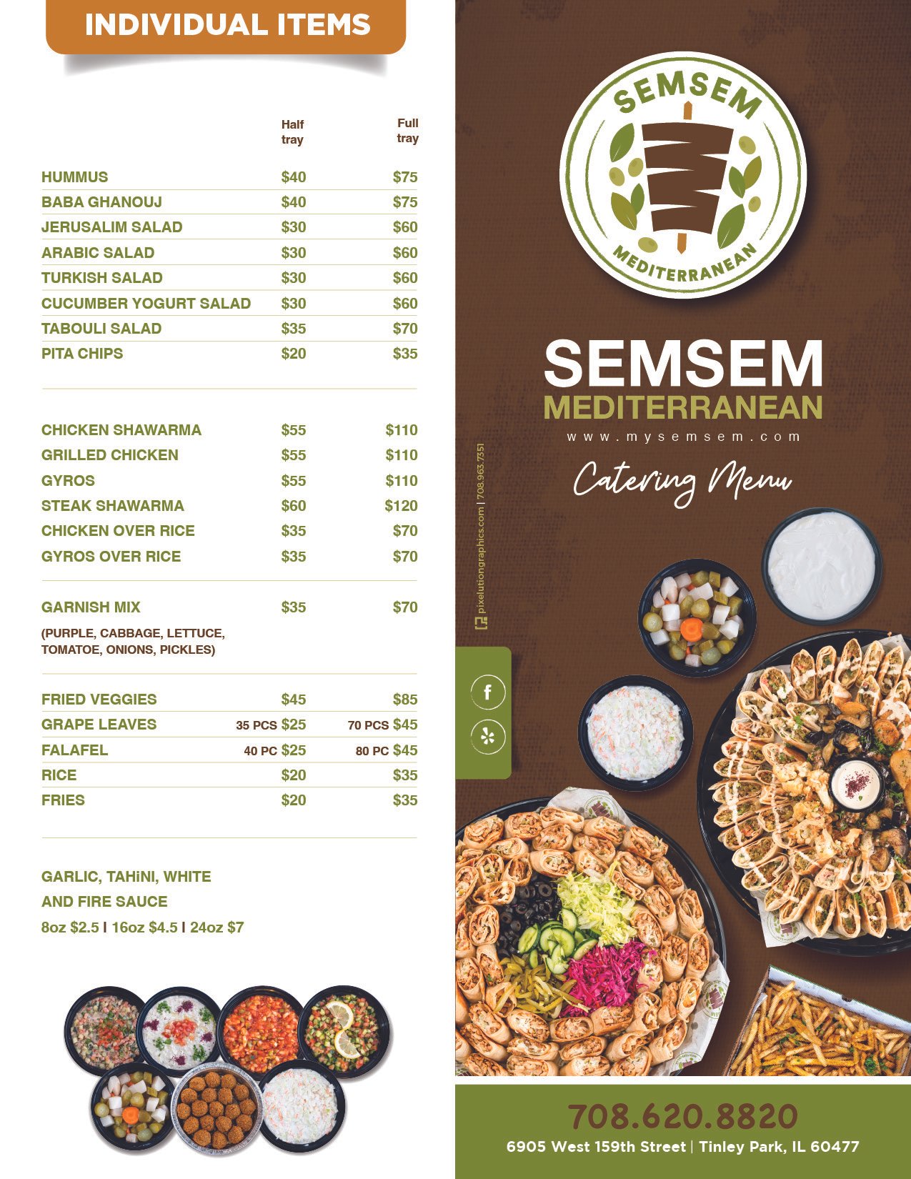SemSem catering menu front